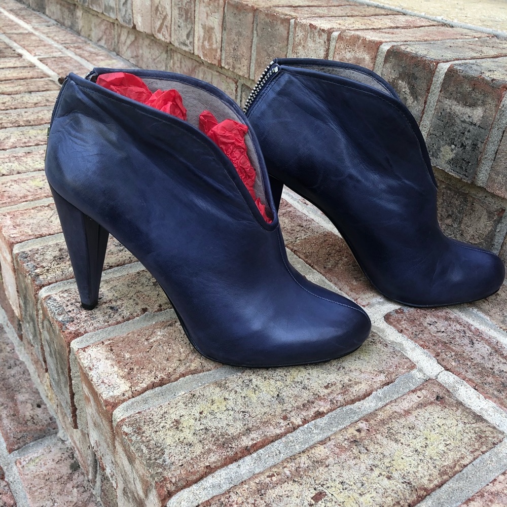 Navy blue booties. 3 inch heels. Cute